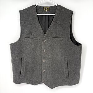 Wyoming Traders Mens 3XL Bronco 100% Wool Button Up Ranch Wear Western Vest Gray